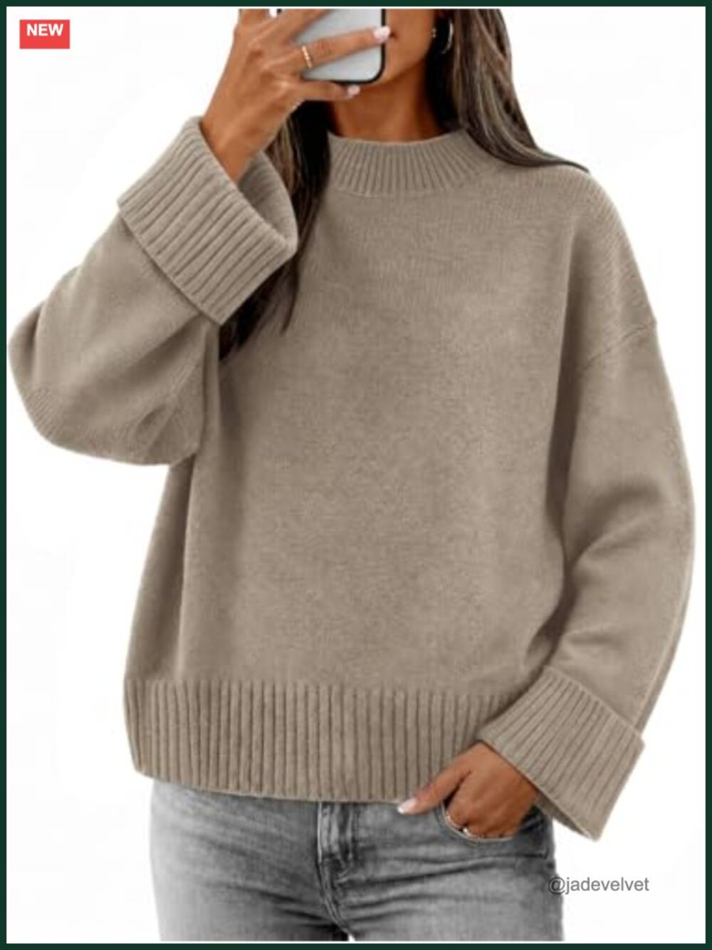Women's Ribbed Knit Pullover Sweater Drop Shoulder Loose Fit Casual Fall Winter